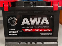 AWA 60 А/ч 500 А о.п. 6CT-60 VLR