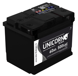 UNICORN BLACK 60 А/ч 500 А п.п. 060 322 K01 UB