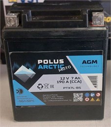 POLUS ARCTIC MOTO AGM 7 А/ч 190 А о.п. (PTX7L-BS)