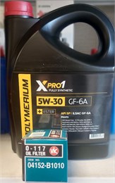 Масло POLYMERIUM XPRO1 5W-30 GF-6A, 4 л + масляный фильтр VIC O-117 2563
