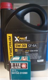 Масло POLYMERIUM XPRO1 5W-30 GF-6A, 4 л + масляный фильтр VIC O-118 2564